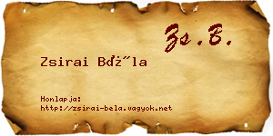 Zsirai Béla névjegykártya